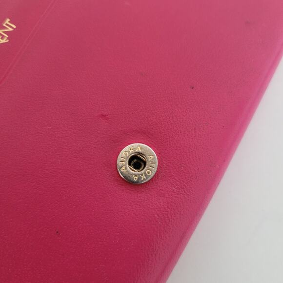 Yves Saint Laurent YSL Vintage Long Large Leather Wallet Pink Logo - Picture 10 of 15